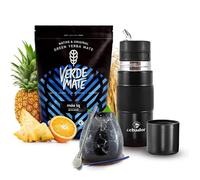 Set de Yerba Maté Verde Mate Mas IQ 500g Yerbomos X ALL IN ONE - 450 ml Tasse Marmol Black 300 ml Bombilla