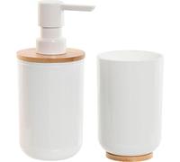 Set debadezimmer home esprit white natural bamboo polystyrene 7 x 7 x 16 cm