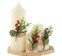 Set deBougies dkd home decor blanco verde navidad 7 x 7 x 15 cm