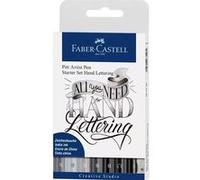 Faber-Castell 267118 - Crayons à encre de Chine Lettering Starter Set, 9 pièces, Pitt Artist Pens, crayon et taille-crayon inclus