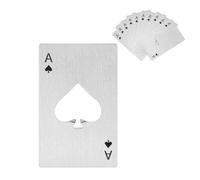 Set décapsuleur - Décapsuleur pratique et décapsuleur amusant - Se glisse dans le portefeuille - Idéal comme cadeau pour papa - Bière, soda, bicarbonate de soude et poker - Noir et argenté (10, argent