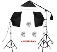 set d'éclairage softbox 50x70CM, support de lumière réglable, différents types de lampes, 3pcs 45W UFO