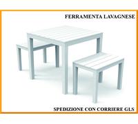 Set Décor de Jardin en Polypropylène Papua 3 Pièces 2 Tabourets+1 Table