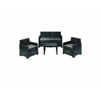 Set Décor de Jardin en Polypropylène Rotin 4 Pièces 3 Fauteuils+1 Table Iseo