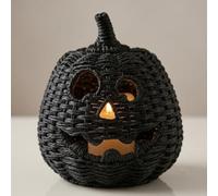 Set Décoration Halloween Citrouille Vannerie, Bougie LED sans Pile Incluse | Ensemble Décoratif Artisanal en Rotin, Lampe à Effet Flamme Réaliste, pour Table et Cheminée, Ambiance Festive et Chaleureuse