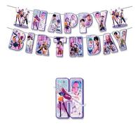 Set Décorations Anniversaire Inspiré K-idol - Bannière et Ballons Lettres - Décoration Salle de Classe (Modèle E), réutilisables