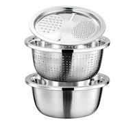 Set d'égouttoir à pâtes multifonction de 28 cm avec râpe, passoire pour aliments en acier inoxydable, coupe-légumes pour préparer des repas, préparer des salades