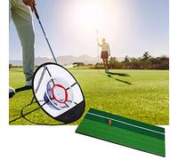 Set d'entraînement Filet cible de golf d'entraînement putting bureau ou extérieur 50cm avec 3 cibles + Mini Tapis de Golf entraînement Driver Practice Putting avec Tee Caoutchouc 60 x 30 cm
