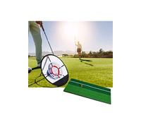 Set d'entraînement Filet cible de golf d'entraînement putting bureau ou extérieur 50cm avec 3 cibles + Mini Tapis de Golf entraînement Driver Practice Putting avec Tee Caoutchouc 60 x 30 cm