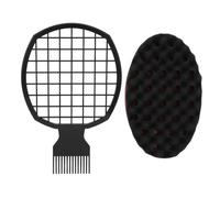 Set d'éponge peigne à cheveux twist pour le salon à domicile, éponge à cheveux afro portable professionnelle, peigne à boucles, outil de coiffure