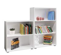 Set d'étagères bibliothèque blanc VELA Meuble de rangement 2 niveaux 3 niveaux