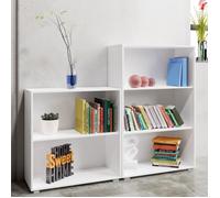 Casaria Set d'étagères bibliothèque Blanc Vela Meuble de Rangement 2 Niveaux 3 Niveaux pour Salon Bureau Chambre