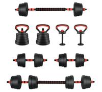 Set d'haltères 4-en-1 - vidaXL - Noir et Rouge - 121x19,5x19,5 cm - Ciment et sable de fer - Design moderne