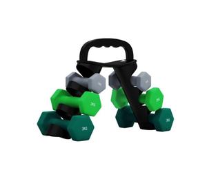 Set d'haltères avec support de rangement lot de 6 haltères pour l'entraînement fitness : 2×1 kg 2×2 kg 2×3 kg