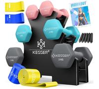 Set d'haltères avec support - KESSER - 6 haltères (12 kg ou 18 kg) - Forme hexagonale antidérapante