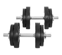Gorilla Sports Set d'haltères Courts de 20 KG avec disques à revêtement Plastique dotés de poignées