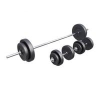 Gorilla Sports® Set de Barres d'Haltère - avec Disques de Poids 60kg, 100kg ou 130kg, Ø 30 mm, 170cm, Fermoirs en Forme d'Étoile, Réglables - Barre Longue, Gym, Fitness, Musculation, Haltérophilie