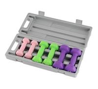 Set d'Haltères Hexagonaux 1/2/3 lb - Poids PVC Antidérapant avec Support - Kit de Musculation complet Idéal pour Fitness Yoga
