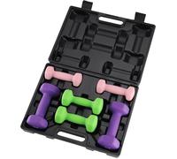 Set d'Haltères Hexagonaux 2/3/5 lb - Poids PVC Antidérapant avec Support - Kit de Musculation complet Idéal pour Fitness Yoga