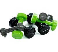 Set d'halteres - SCHILDKROT - 2 x 0,5kg anthracite - 2 x 1,0kg vert citron - 2 x 1,5kg noir - fonte + vinyle - Valise avec poignée