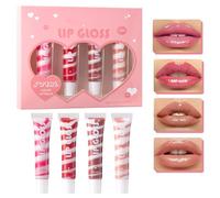 Set d'Huile à Lèvres - 4 Pièces Hydratation Fruitée Soin des Lèvres Essentiels - Gloss à pour Femmes - pour Maison Jour Nuit Fête Mariage Hiver Automne Printemps Bureaux