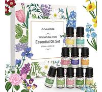 Set d'Huiles Essentielles 10x10ml 100% Naturelles pour Diffuseur d'Aromathérapie - Tea Tree Oil, Eucalyptus, Peppermint, Lemon, Orange, Lemongrass, Lavender, Rose, Ylang-Ylang, Vanilla