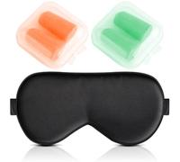 Set di 3 Masque de Nuit, Masque de Sommeil Antiallergique et Occultant en Soie, avec 4 Bouchons D'oreilles, avec Sangle Réglable et Bouchons d'oreille pour Homme/Femme