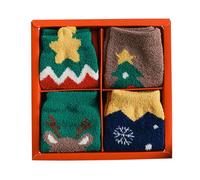 Set di 4 Calze Natalizie Donne in Peluche con Doppia Fodera Spessa e Morbida Confezione Regalo Ideale per Inverno e Feste Design Accogliente