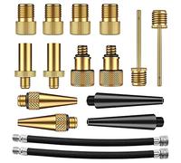 Set di Adattatori per Pompa da Bici, WASAGA 16 Pezzi KIT Adattatore Valvola Pneumatico in Ottone per Bicicletta Include Tubo di Prolunga per Gonfiatore, DV SV AV, Adattatore per Pompa ad Aria a Sfera
