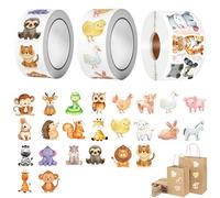 Set di Adesivi per Bambini - 1500 Adesivi con Animali, Vita Oceanica, Dinosauri e Molto Altro - 3 Rotoli da 500 Adesivi - Perfetti per Decorazioni, Attività e Premi
