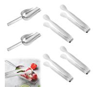 Set di Pinze per Zucchero in Acciaio Inox, Lot de 4 Pinces À Sucre en Acier Inoxydable Et 2 Pelles À Glace, Pinces En Acier Inoxydable, Pince de Service, Pince À Bonbons, Buffet, Barbecue