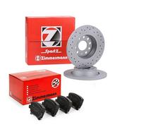 Set Disques Ø 282mm Plaquettes Sport Forés Zimmermann Arrière VW Golf V VI Gti