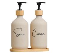 Set distributeur de savon et de crème pour les mains rechargeable en plastique réutilisable Design minimaliste élégant pour salle de bain Bouteilles doseuses décoratives Couleur vanille Pack Hygiène