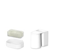Set d'Organisation de Salle de Bain sans Perçage: Porte-Savon avec Tapis de Drainage + Porte-Brosse à Dents Auto-Égouttant