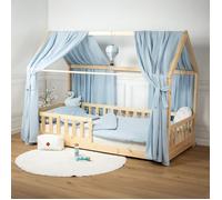 Ciel de lit cabane en gaze de coton duo 360 cm bleu TU