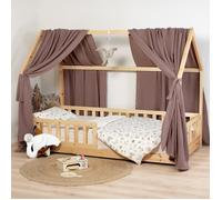 Ciel de lit cabane en gaze de coton duo 390 cm marron TU