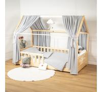 Ciel de lit cabane en gaze de coton duo 390 cm gris TU