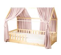 Sevira Kids | Set double ciel de lit cabane en gaze de coton - - Rose 130x390 cm
