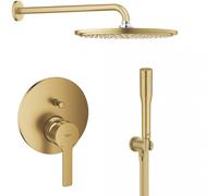 Set douche à effet de pluie avec bras Grohe Rainshower 26066GN0, mitigeur bain-douche Grohe Lineare 24064GN1, 26658GN0, 27400GN0, 28362GL1