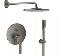 Set douche à effet de pluie avec bras Grohe Rainshower 26558AL0, mitigeur bain-douche Grohe Lineare 24064AL1, 26658AL0, 27400AL0, 28362A01