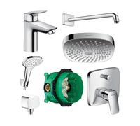 Set douche à effet de pluie Hansgrohe Select 26524400, mitigeur bain-douche Hansgrohe Logis 71405000, 27446000, 71100000, 26425400, 01800180, 26457000