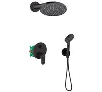 Set douche à effet de pluie Hansgrohe Vernis Blend 26277670, raccord coudé avec support Hansgrohe Fixfit 26888670, 71466670, 27809670, 01800180, 28272670, 26340670