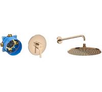 Set douche à effet de pluie Roca Rainsense A5B3950RG0, mitigeur de douche Roca Naia Rose Gold A5A2B96RG0, A525869403, A5B0250RG0