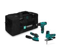 Set d'outils 12V | Comprend 3 machines, 3 batteries et un sac à outils