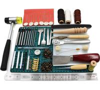 Set d'outils d'artisanat du cuir, 44 pièces, en acier et en bois, adapté aux débutants, multicolore