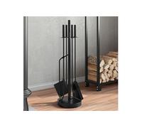 Set d’outils de cheminée 5 pcs 18x66 cm acier Noir G