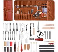 Set d'outils de travail du cuir 72 pièces - Outils de gaufrage, d'estampage & de couture - Outils pour le travail du cuir