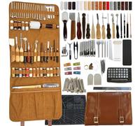 Set d'outils en cuir avec sac en cuir, étui personnalisé pour découpe, poinçonnage, découpage, poinçonnage pour couture, fil ciré