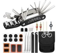 Set d'outils pour vélo avec sacoche à outils | Outils multifonctions avec kit de réparation, démonte-pneus + sacoche pour vélo | Multitools 16-in-1 Set d'outils de réparation pour vélo | Rustine pour
