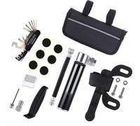 Set d'outils pour vélo avec trousse à outils | Outil multifonctionnel avec kit de réparation, démonte-pneu, mini pompe à air + sacoche de vélo | Multitools 16-in-1 Set d'outils de réparation pour vélo